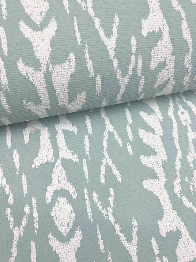 Rousseau Paperweave Sage Wallpaper with Ikat Diamond Geometric Motif - York LM5341