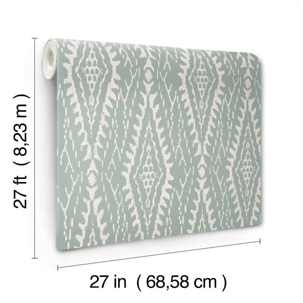 Rousseau Paperweave Sage Wallpaper with Ikat Diamond Geometric Motif - York LM5341