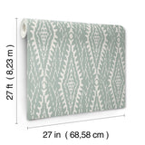 Rousseau Paperweave Sage Wallpaper with Ikat Diamond Geometric Motif - York LM5341