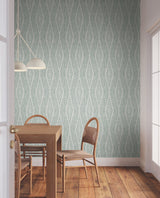 Rousseau Paperweave Sage Wallpaper with Ikat Diamond Geometric Motif - York LM5341
