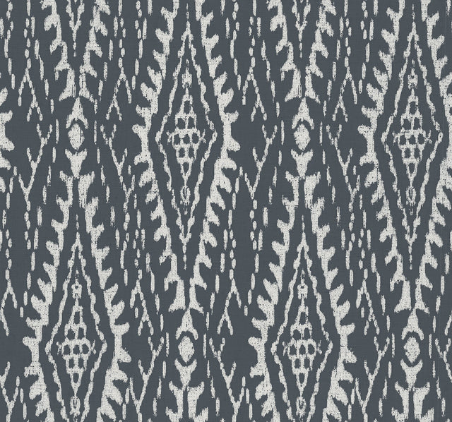 Rousseau Paperweave Charcoal Wallpaper with Geometric Ikat Pattern - York LM5342
