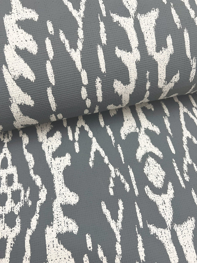 Rousseau Paperweave Charcoal Wallpaper with Geometric Ikat Pattern - York LM5342