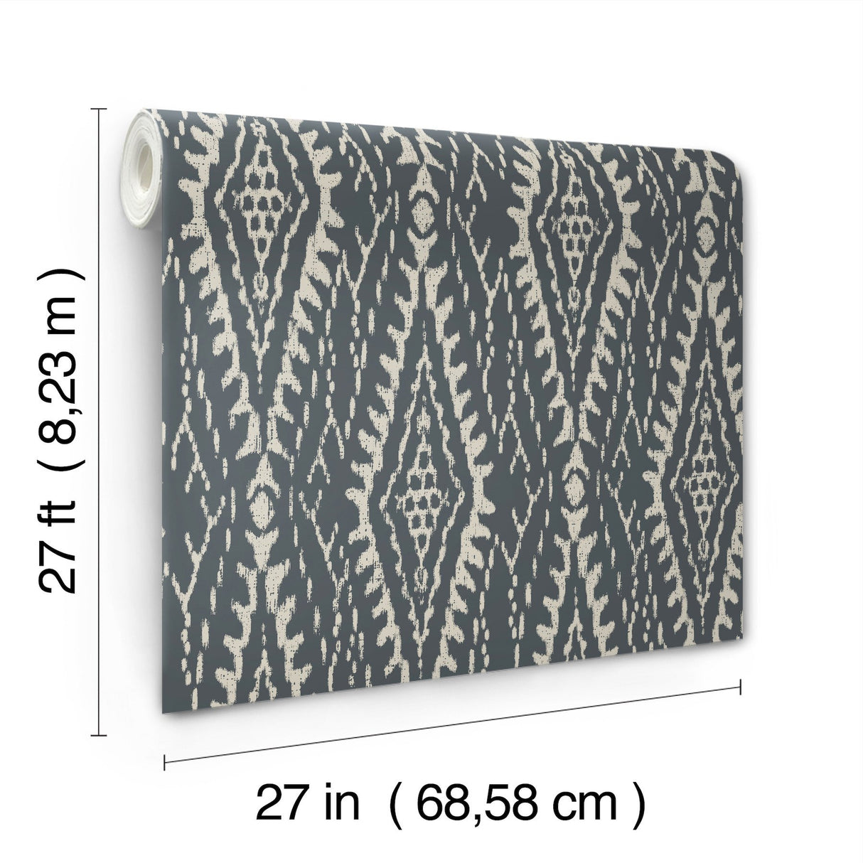 Rousseau Paperweave Charcoal Wallpaper with Geometric Ikat Pattern - York LM5342