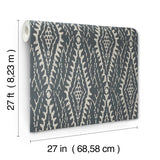 Rousseau Paperweave Charcoal Wallpaper with Geometric Ikat Pattern - York LM5342