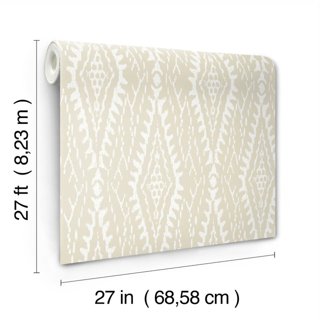 Rousseau Paperweave Linen Wallpaper with Geometric Ikat Motif - York LM5343