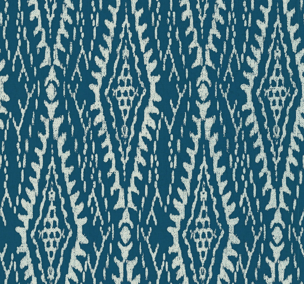 Rousseau Paperweave Indigo Wallpaper with Ikat Diamond Geometric Pattern - York LM5344