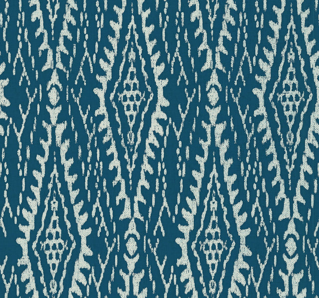 Rousseau Paperweave Indigo Wallpaper with Ikat Diamond Geometric Pattern - York LM5344