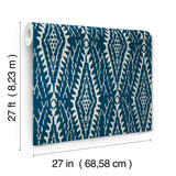 Rousseau Paperweave Indigo Wallpaper with Ikat Diamond Geometric Pattern - York LM5344