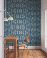 Rousseau Paperweave Indigo Wallpaper with Ikat Diamond Geometric Pattern - York LM5344