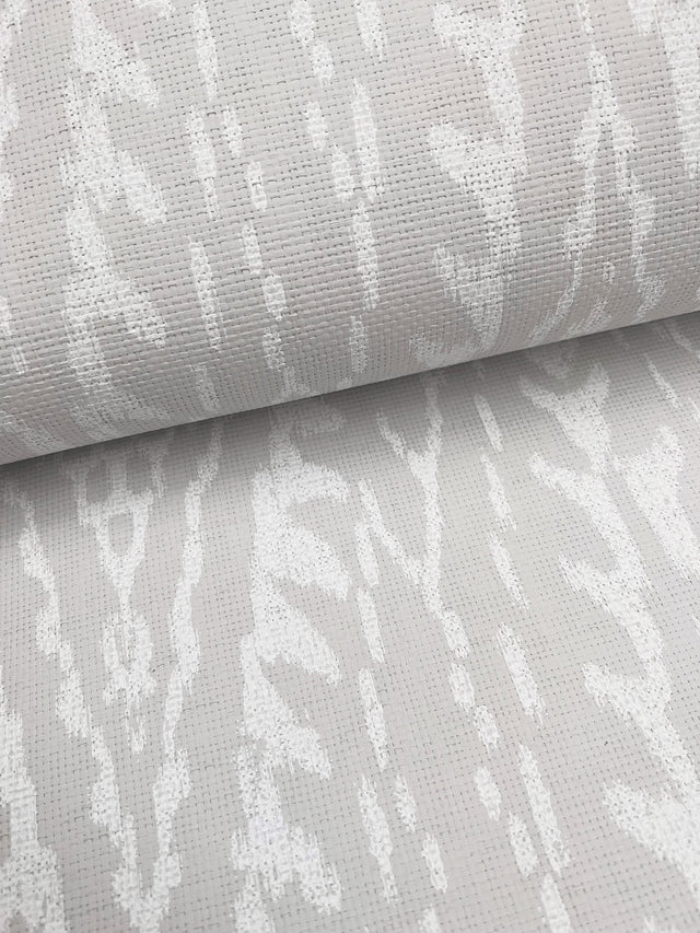 Rousseau Paperweave Warm Grey Wallpaper with Ikat Diamond Geometric Motif - York LM5345