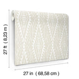 Rousseau Paperweave Warm Grey Wallpaper with Ikat Diamond Geometric Motif - York LM5345