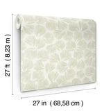 Elora Leaf Green Wallpaper with Metallic Botanical Pattern, Traditional Style - York LM5352