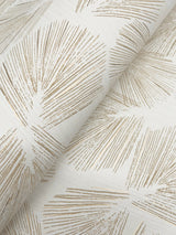 Elora Leaf Gold Wallpaper with Metallic Botanical Fan-Leaf Motif, Transitional - York LM5353