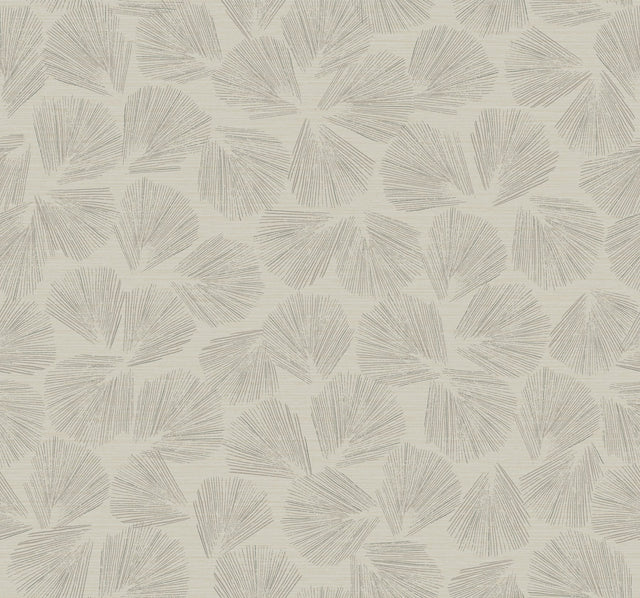 Elora Leaf Taupe Wallpaper with Metallic Botanical Fan-Leaf Motif - York LM5354