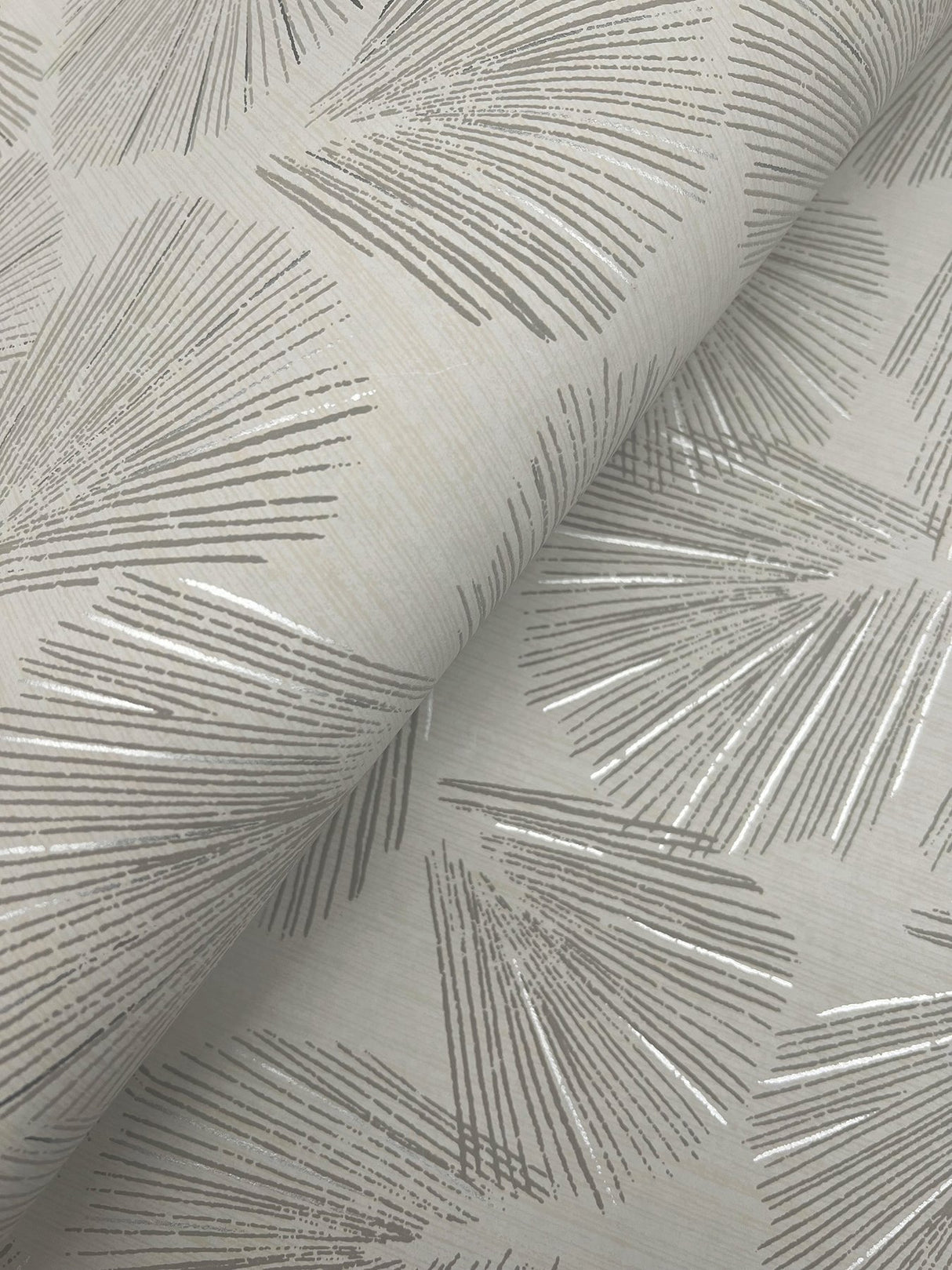 Elora Leaf Taupe Wallpaper with Metallic Botanical Fan-Leaf Motif - York LM5354