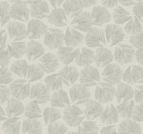 Elora Leaf Grey Wallpaper with Metallic Botanical Fan Motif - York LM5355
