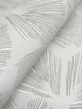 Elora Leaf Grey Wallpaper with Metallic Botanical Fan Motif - York LM5355