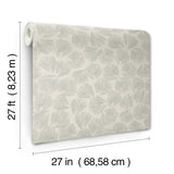 Elora Leaf Grey Wallpaper with Metallic Botanical Fan Motif - York LM5355