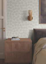 Elora Leaf Grey Wallpaper with Metallic Botanical Fan Motif - York LM5355