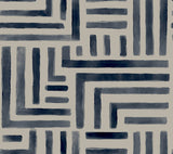Painterly Labyrinth Navy Wallpaper with Watercolor Geometric Maze Pattern - York LM5361