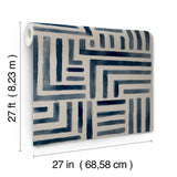 Painterly Labyrinth Navy Wallpaper with Watercolor Geometric Maze Pattern - York LM5361
