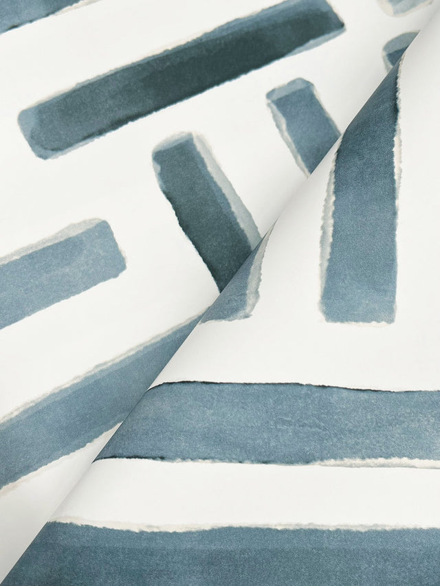 Painterly Labyrinth Aqua Geometric Non Woven Wallpaper - York LM5364