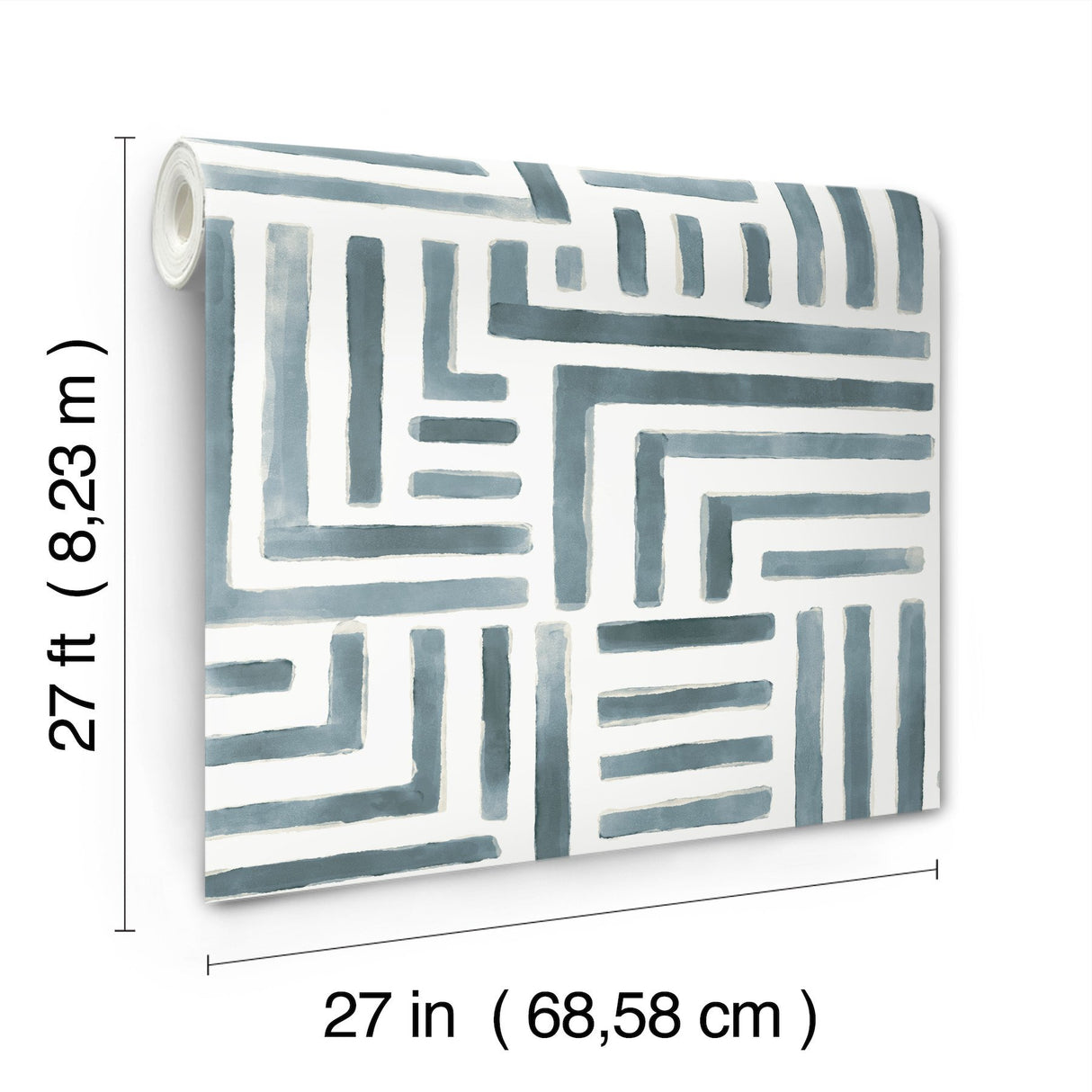 Painterly Labyrinth Aqua Geometric Non Woven Wallpaper - York LM5364