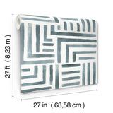 Painterly Labyrinth Aqua Geometric Non Woven Wallpaper - York LM5364