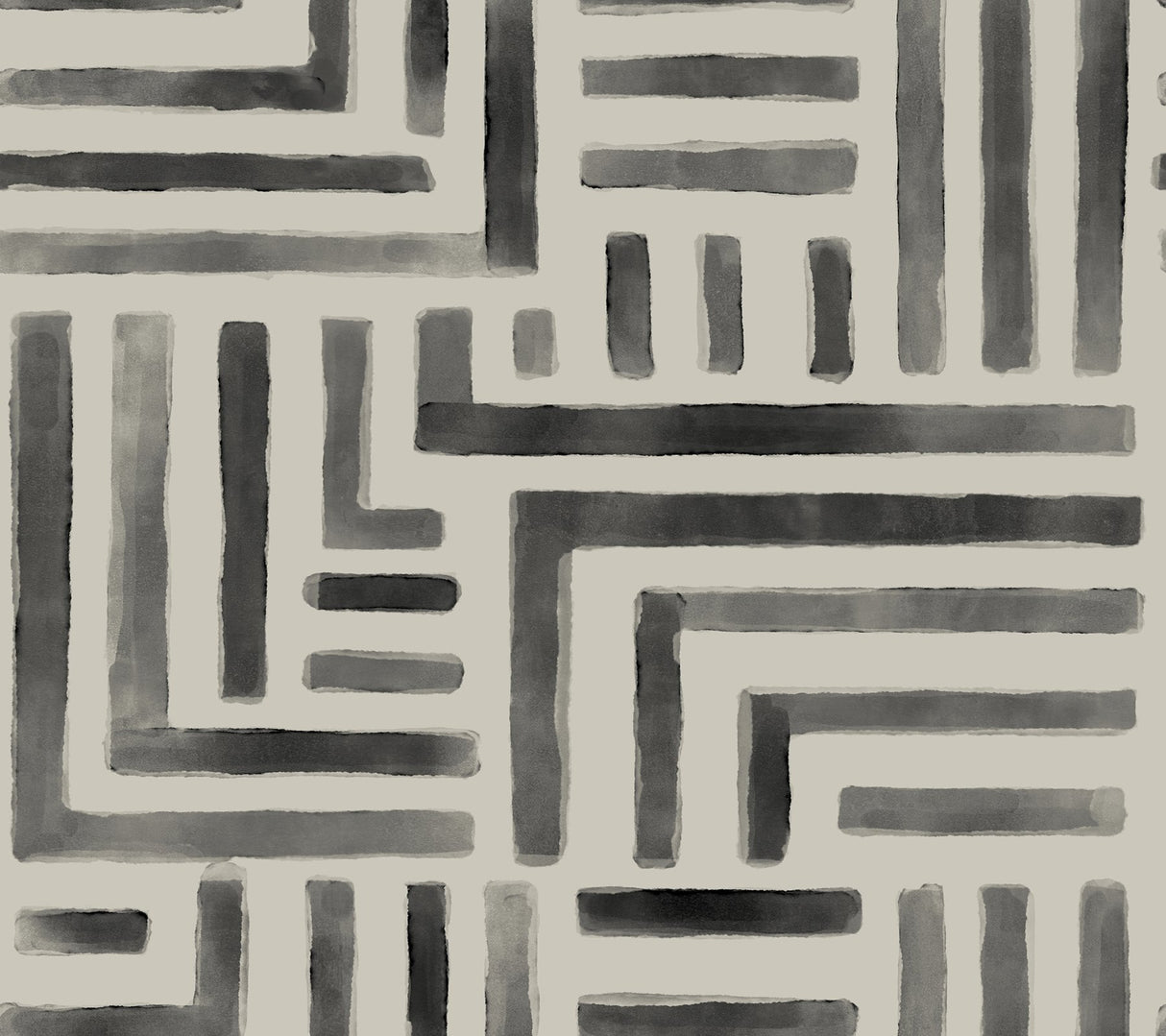 Painterly Labyrinth Charcoal Geometric Non Woven Wallpaper - York LM5365