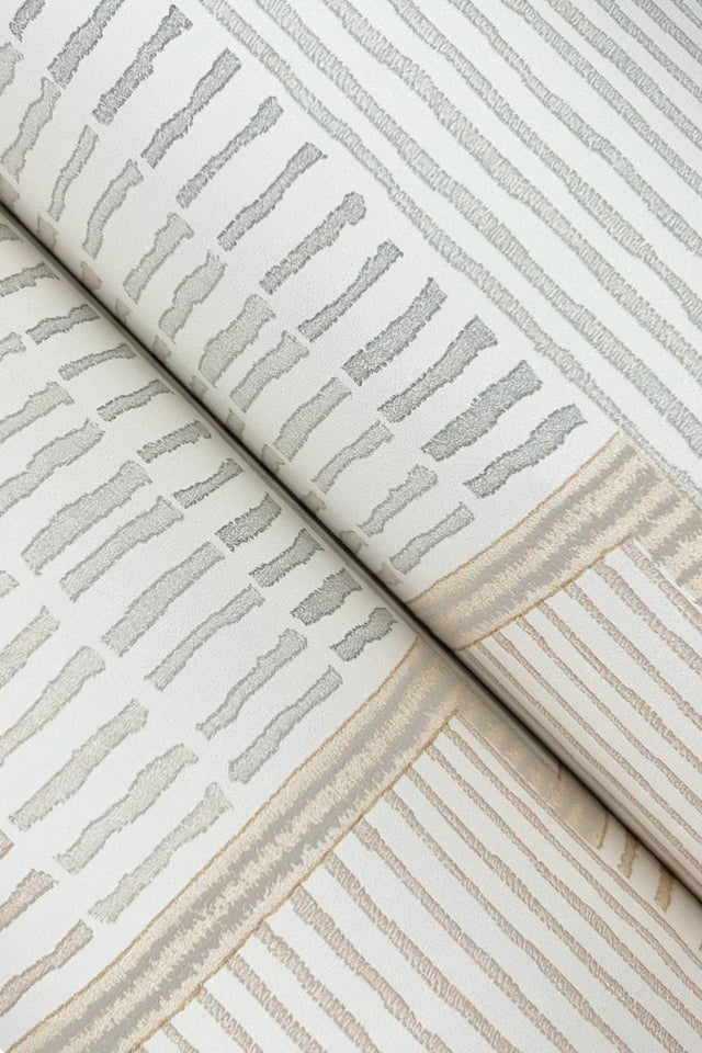 La Broderie Beige Geometric Raised Ink Wallpaper - York LM5371