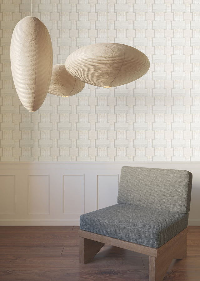 La Broderie Grey Geometric Raised Ink Wallpaper - York LM5373