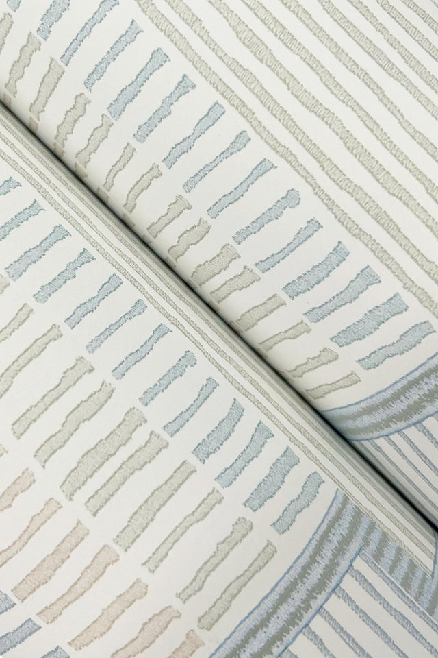 La Broderie Sky Blue Geometric Raised Ink Wallpaper - York LM5374