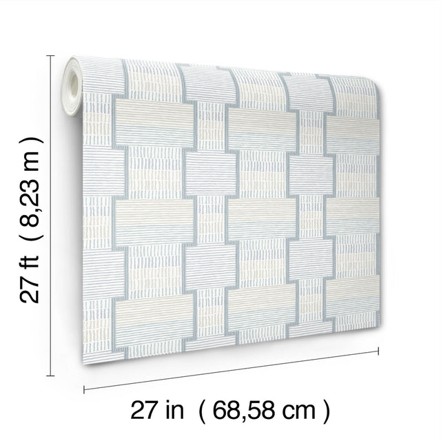La Broderie Sky Blue Geometric Raised Ink Wallpaper - York LM5374