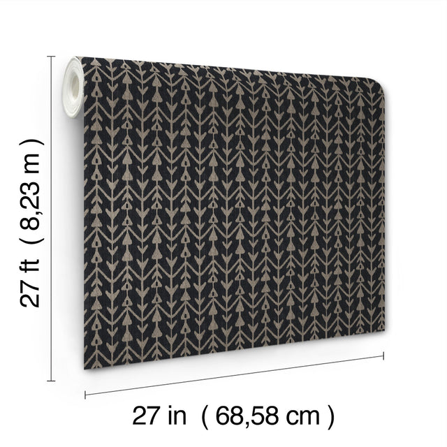Martigue Stripe Black Wallpaper with Bohemian Stripe Pattern - York LM5382