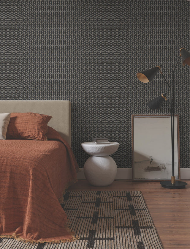 Martigue Stripe Black Wallpaper with Bohemian Stripe Pattern - York LM5382