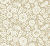 Camille Blossom Ochre Wallpaper with Floral Feature Wall Pattern - York LM5392