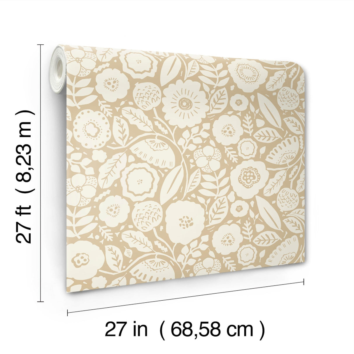 Camille Blossom Ochre Wallpaper with Floral Feature Wall Pattern - York LM5392