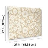 Camille Blossom Ochre Wallpaper with Floral Feature Wall Pattern - York LM5392