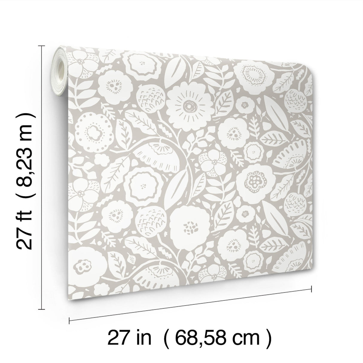 Camille Blossom Grey Wallpaper with Floral Feature Wall Pattern - York LM5393