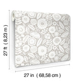 Camille Blossom Grey Wallpaper with Floral Feature Wall Pattern - York LM5393