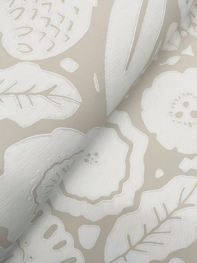 Camille Blossom Linen Wallpaper with Floral Feature Wall Pattern - York LM5394