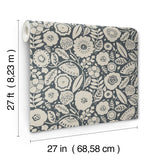 Camille Blossom Charcoal Wallpaper with Floral Motif - York LM5395