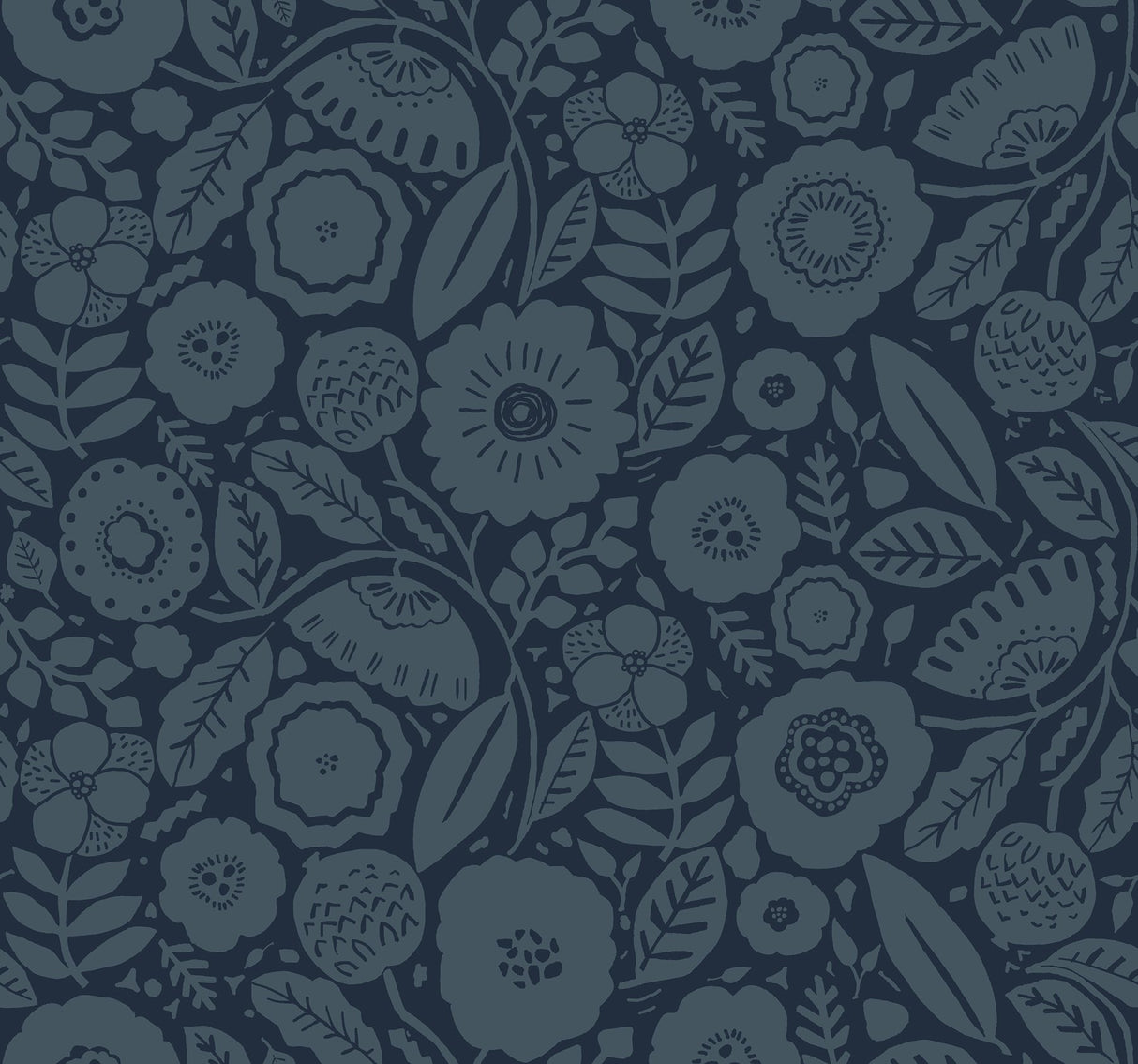 Camille Blossom Indigo Wallpaper with Floral Feature Wall Pattern - York LM5396