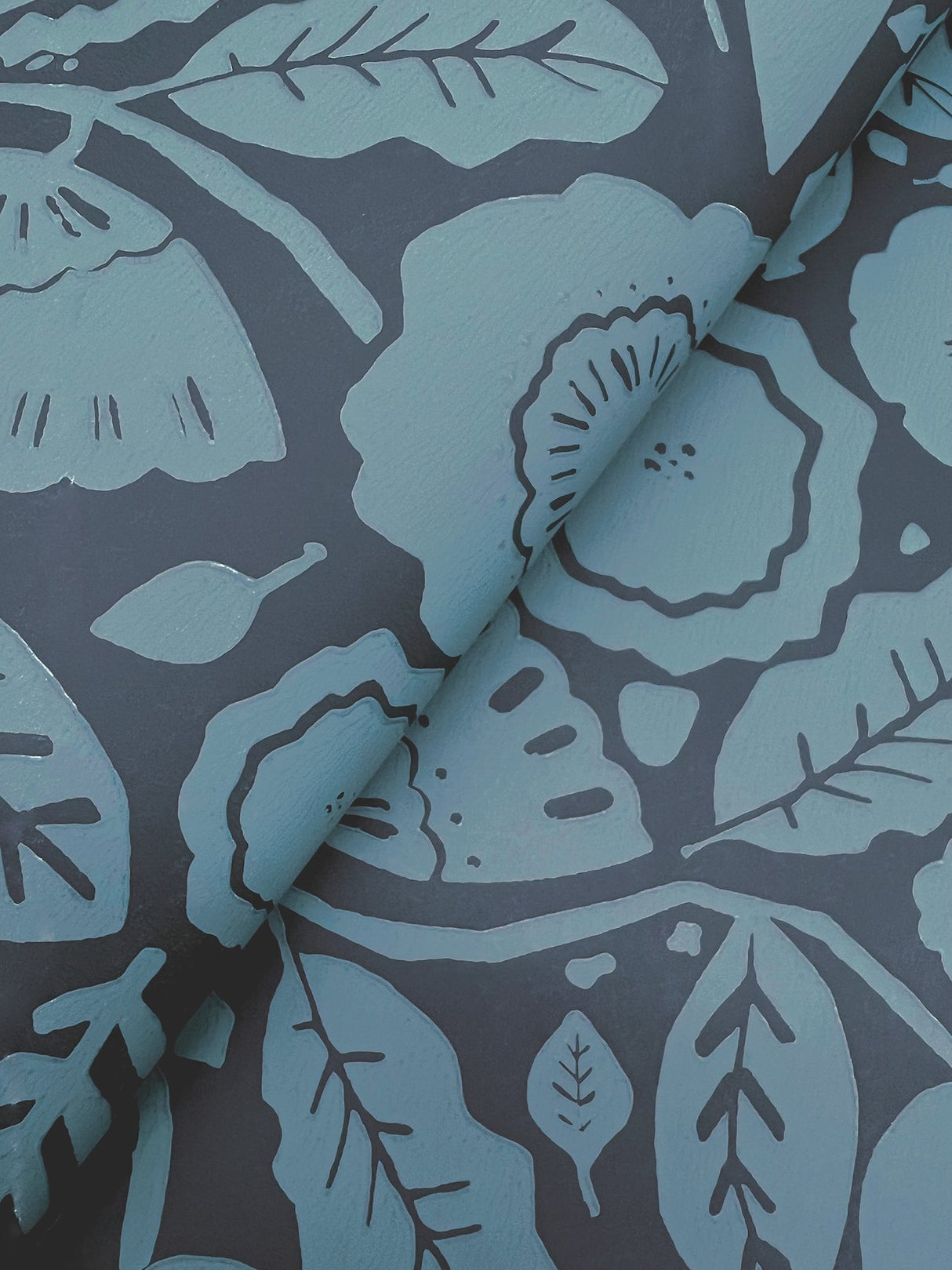 Camille Blossom Indigo Wallpaper with Floral Feature Wall Pattern - York LM5396