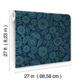 Camille Blossom Indigo Wallpaper with Floral Feature Wall Pattern - York LM5396