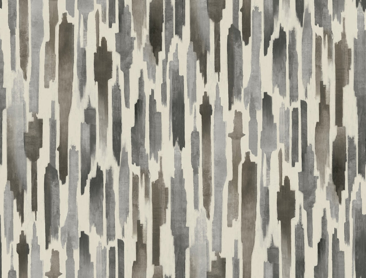 Pluie Charcoal Wallpaper with Modern Eclectic Watercolor Vertical Motif - York LM5403