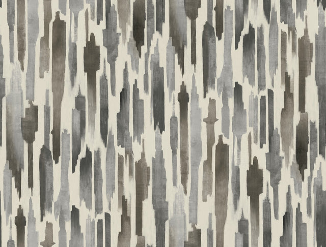 Pluie Charcoal Wallpaper with Modern Eclectic Watercolor Vertical Motif - York LM5403