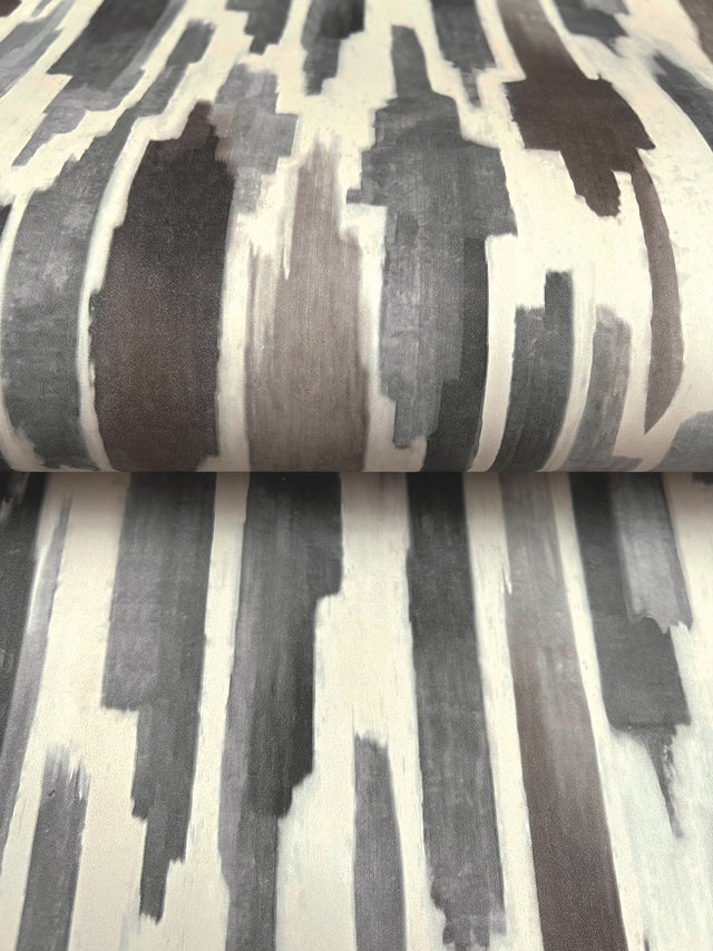 Pluie Charcoal Wallpaper with Modern Eclectic Watercolor Vertical Motif - York LM5403