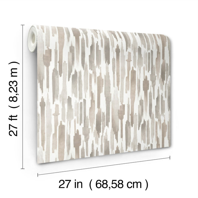 Pluie Light Neutral Wallpaper with Painterly Vertical Motif - York LM5404