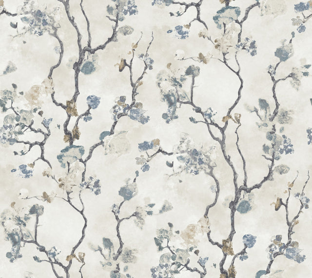 Avril Chinoiserie Peacock Wallpaper with Traditional Floral Branches - York LM5412